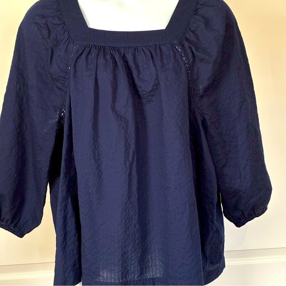 Lane Bryant Cotton Puff Sleeve Square Neck Popover Blouse 26/28 - Picture 1 of 9
